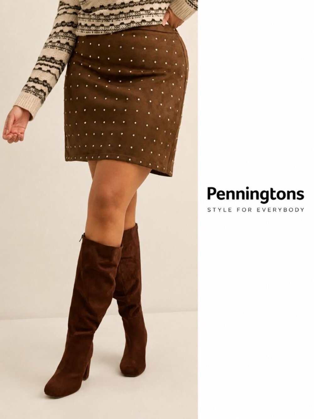 Brown Faux-Suede Mini Skirt with Rhinestones-NWT-PLUS SIZE – Pennington’s